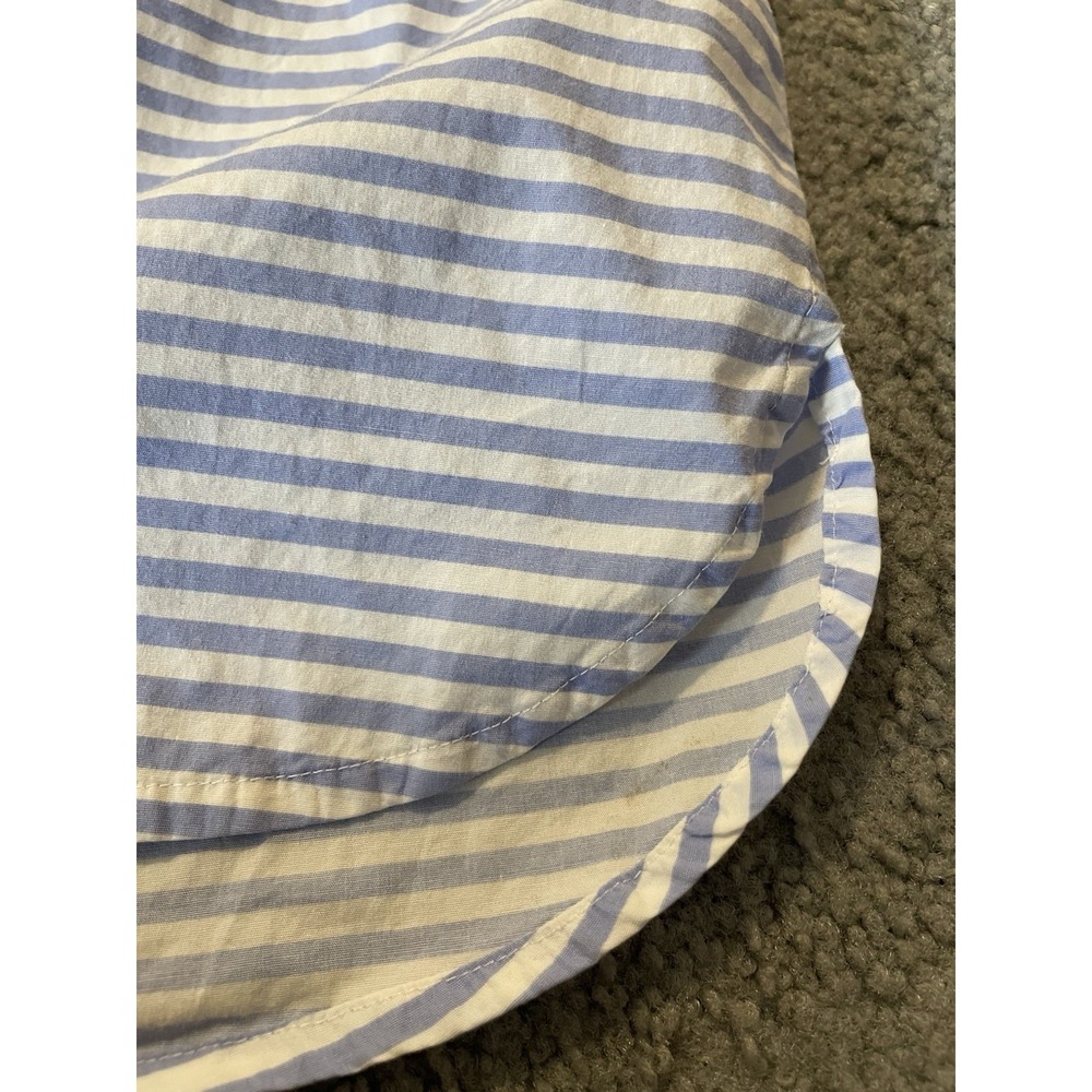 J Crew Striped Popover Blouse XL Blue White Short Sleeve Buttons Casual Coastal - Picture 5 of 11
